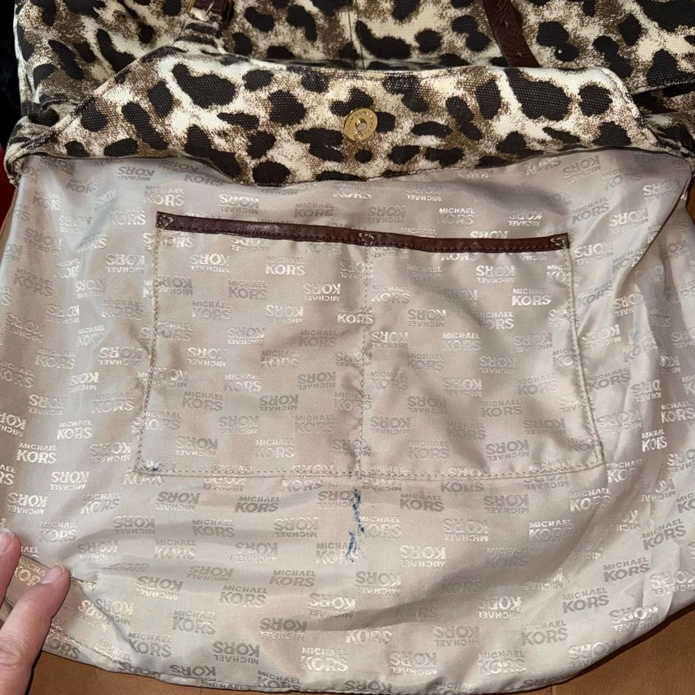 Michael Kors Leopard Print Tote with Brown Straps - Picture 6 of 9